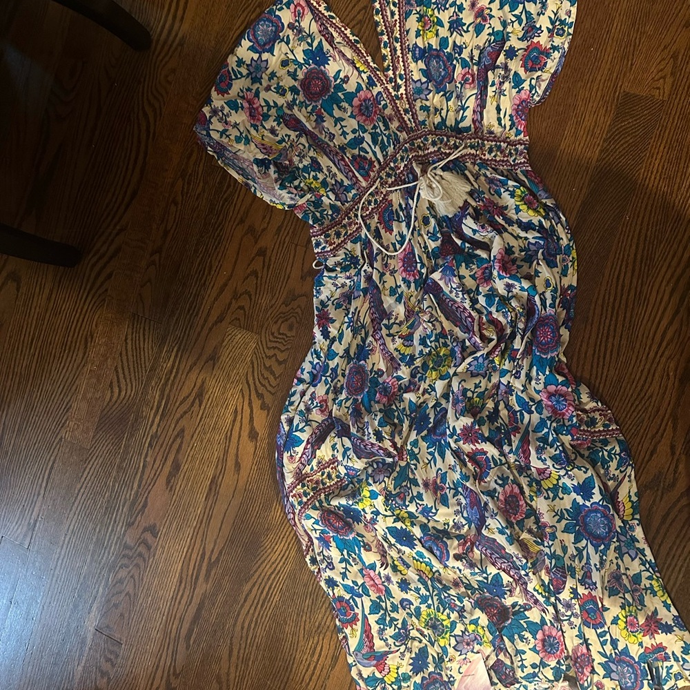Chicwish Floral Maxi Dress with Blue and Pink Accents